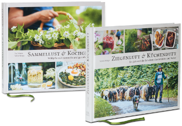 Abbildung der beiden B&uuml;cher "Sammellust und Kochgenuss" und "Ziegenluft und K&uuml;chenduft"